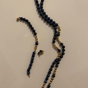 Lapis and 14k set: necklace, bracelet, earrings